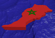 Morocco map flag in abstract ocean illustration