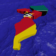 Illustration: Mozambique map flag in abstract ocean illustration Mozambique map flag in abstract ocean illustration
