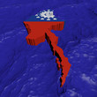 Myanmar map flag in abstract ocean illustration
