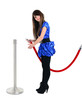 cute teen stops welcomes guest near entrance
