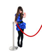 nice girl on entrance stop someone with hand