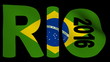 Rio text with rippling Brazilian flag animation