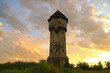 Old water tower , cloudy sky