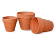 Clay flower pots isolated on white background