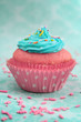 Pink and blue cupcake