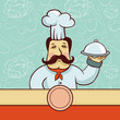 Vector cartoon character - chef cook with plate