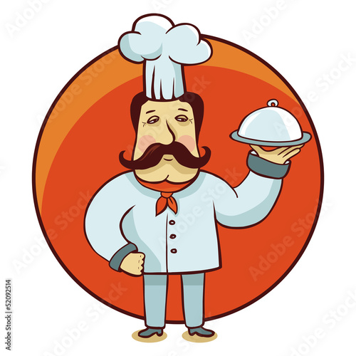 Vector: Vector cartoon character - chef cook with plate Vector cartoon character - chef cook with plate