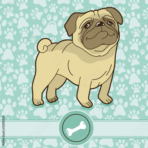 Vector: Vector funny cartoon pug Vector funny cartoon pug