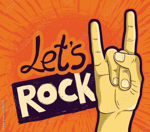 Vector: Vector let's rock poster - with hand and lettering Vector let's rock poster - with hand and lettering