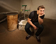 Photo: Bored Laborer Sitting Bored Laborer Sitting