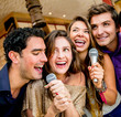 Friends karaoke singing