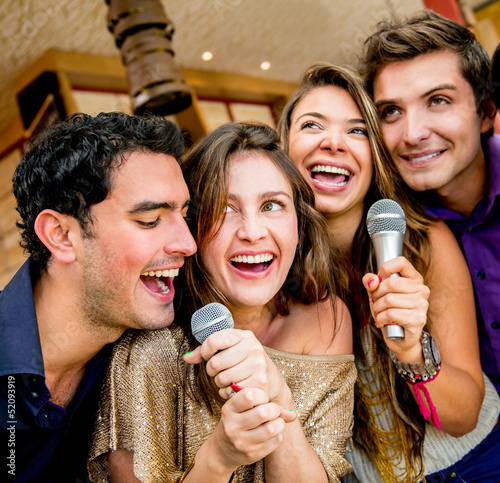 Photo: Friends karaoke singing Friends karaoke singing