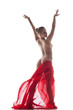 Photo: Sensual nude model posing with red cloth Sensual nude model posing with red cloth