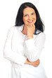 Photo: Smiling casual woman in white Smiling casual woman in white