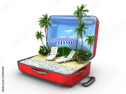 Illustration: Open baggage, vacation concept Open baggage, vacation concept