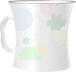 close up of empty used coffee cups and blots on white background