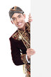 man with traditional suit of java
