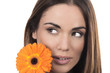 Beautiful woman portrait with flower
