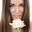 beautiful woman with white rose