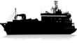 Silhouette of the sea cargo ship