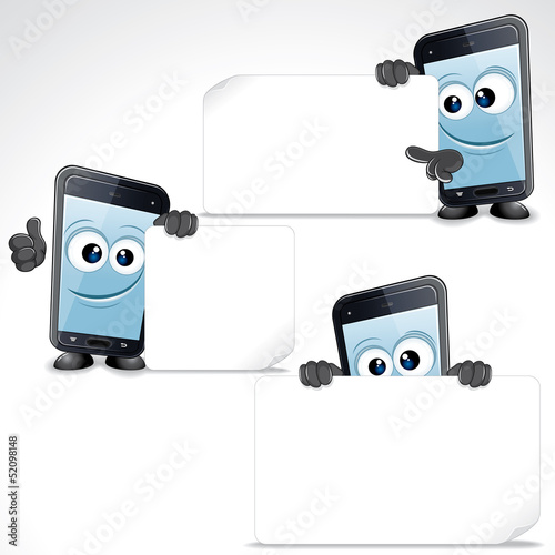 Vector: Set of Funny Cartoon Smart Phone. Vector Clip Art Set of Funny Cartoon Smart Phone. Vector Clip Art