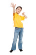boy in yellow tshirt saw the air