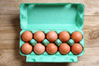 Chicken eggs in box