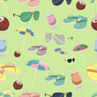 Seamless background. Summer, slippers, cocktail. vector