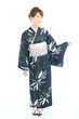 Beautiful japanese kimono woman isolated on white background