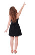 Back view of  pointing woman.