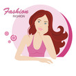 Beautiful young woman with long red hair .
