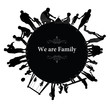 Frame with family silhouettes.