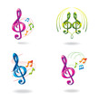 Set of color music icons.