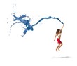 Photo: Girl jumping concept of freedom Girl jumping concept of freedom