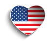 USA Flag Heart Paper Sticker