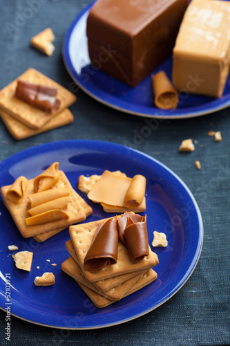 Photo: Norwegian brunost cheese Norwegian brunost cheese