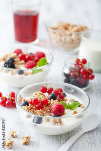 Photo: healthy breakfast with yogurt and granola healthy breakfast with yogurt and granola