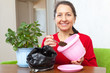 woman transplants  flower