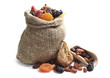 Dried fruits in a sack and near