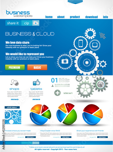 Vector: Website template for corporate business and cloud purposes Website template for corporate business and cloud purposes