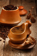 Black coffee in vintage mug