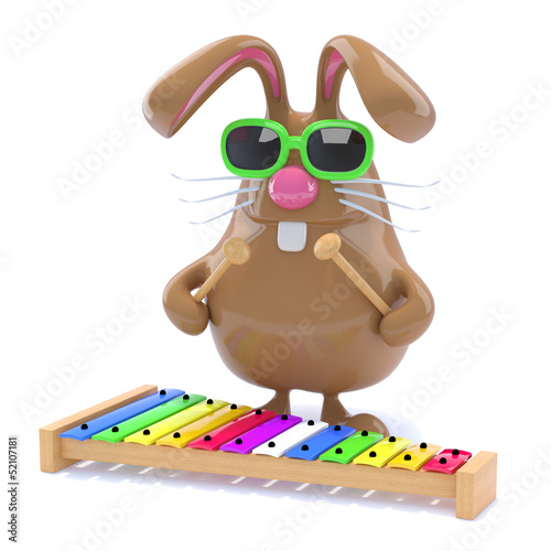 Illustration: Chocolate bunny plays xylophone Chocolate bunny plays xylophone