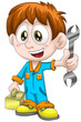Boy mechanic character cartoon style vector illustration white