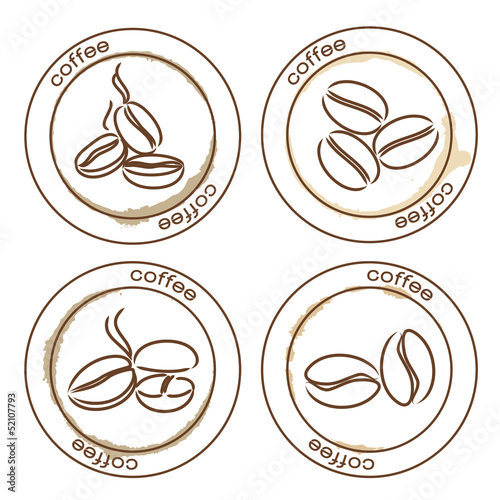 Vector: coffee beans line art symbols coffee beans line art symbols