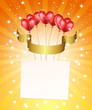 background with balloons,stars, ribbon and rays