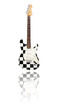 E-Gitarre mit Spiegelung, Schachbrettmuster