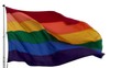Waving rainbow flag of LGBT people (Castro, San Francisco)