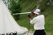 soldier with medieval costume engaged in a hand-to-hand combat