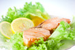 Photo: salmon with salad and lemon salmon with salad and lemon