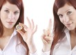 young woman with condoms